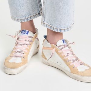 Golden Goose Mid Star white sand peach